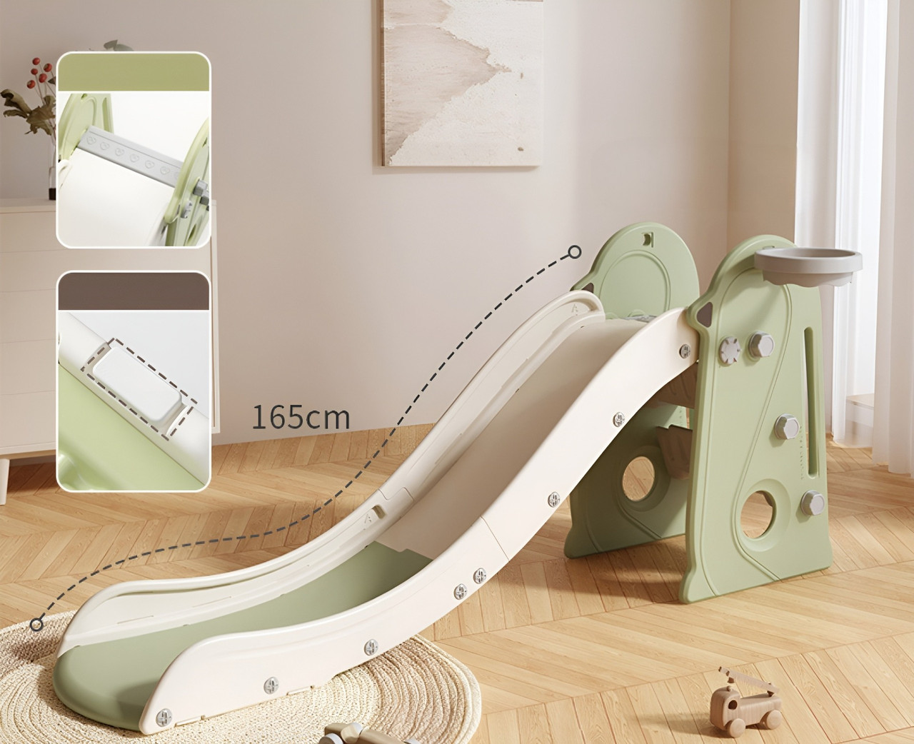 Дитяча гірка 2в1 Terrio “Pinqui” Оливково-сіра 165 см, фото 1