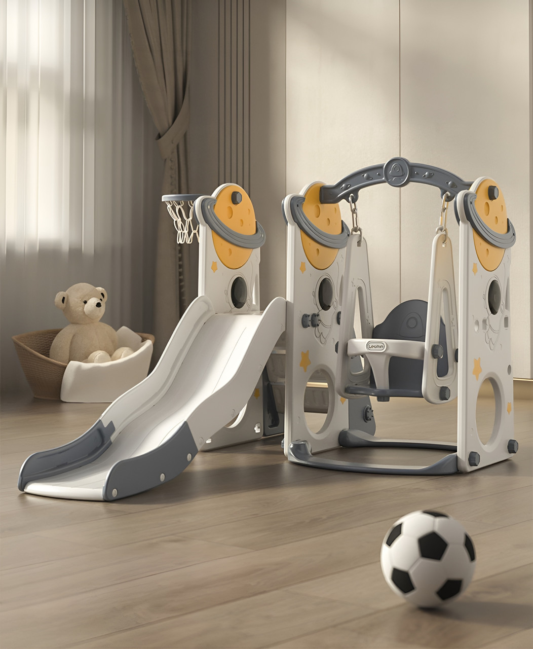 Дитячий ігровий комплекс 3в1 Terrio “Cosmo” жовто-сірий, фото 1