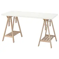 IKEA LAGKAPTEN / MITTBACK Письменный стол, белый / береза (194.171.93)