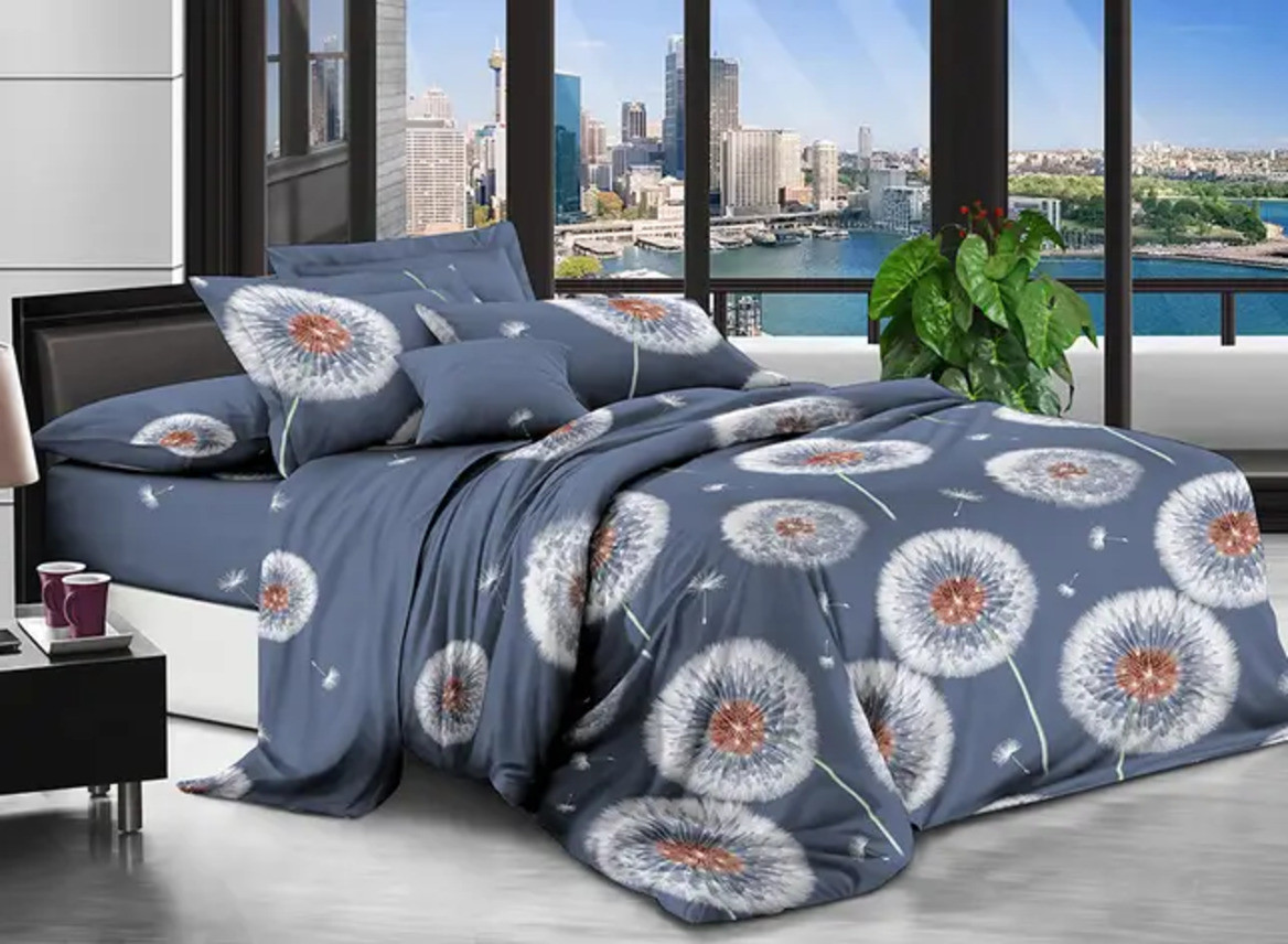 Постільний комплект двоспальний 180*220 Бязь Економ бавовна поліестер (21208) Сучасна постільна білизна, фото 1