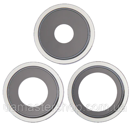 Скло камери iPhone 14 Pro/14 Pro Max сріблясте + кільце комплект 3, фото 1