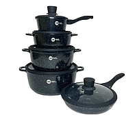 Посуда с каменным гранитным антипригарным покрытием кухонный набор кастрюли посуда для индукциии 12 предметов