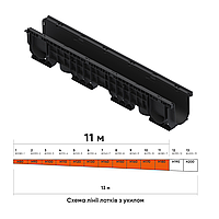 Лоток водоотводный с уклоном пластиковый Base DN100 11м