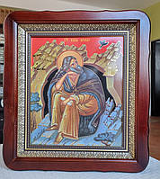 Ікона іменна Святого Пророка Іллі в темному фігурному кіоті під склом,розмір кіота 32×29 сюжет 20×24