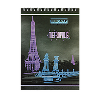/Блокнот на пружине сверху METROPOLIS А5 48 л клетка картонная обложка фиолетовый