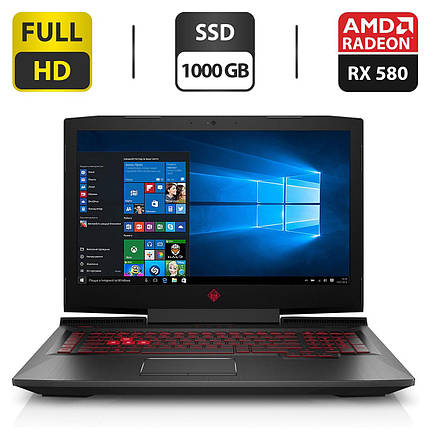 Ігровий ноутбук HP Omen 17-an012dx/17.3"/Core i7 4 ядра 2.8GHz/32GB DDR4/1TB SSD/Radeon RX 580 8GB/Webcam, фото 2