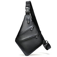 Практичная сумка через плечо кожаная Vintage черная
