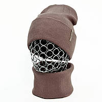 Комплект женский демисезонный вискозный шапка+шарф-снуд Odyssey 56-59 см капучино 12809 - 12664