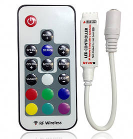 Контролер RGB 5-24V 6A, пульт RF 17 кнопок