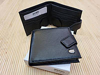 Бумажник мужской Anil из кожи 10.5×9.5 см магнитная застежка, кожаный кошелек мужской черный