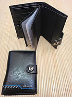 Вертикальный черный кошелек мужской из эко-кожи, портмоне мужское для документов и денег