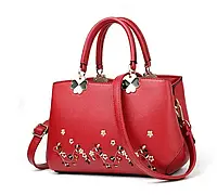 Модная красная женская сумка с цветами, женская сумочка с вышивкой