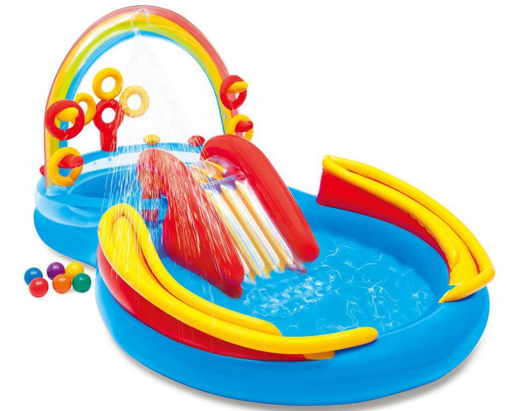 Водний надувний ігровий центр для дітей Intex 57453 Веселка з гіркою й басейном, розмір 297x193x135 см, фото 1