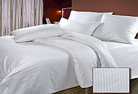 Комплект постельного белья двуспальный на резинке Страйп сатин Белый Ananasko 554321