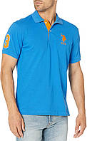 Small Super Sonic Blue Ассоциация поло США. Мужская рубашкаполо с коротким рукавом и аппликацией
