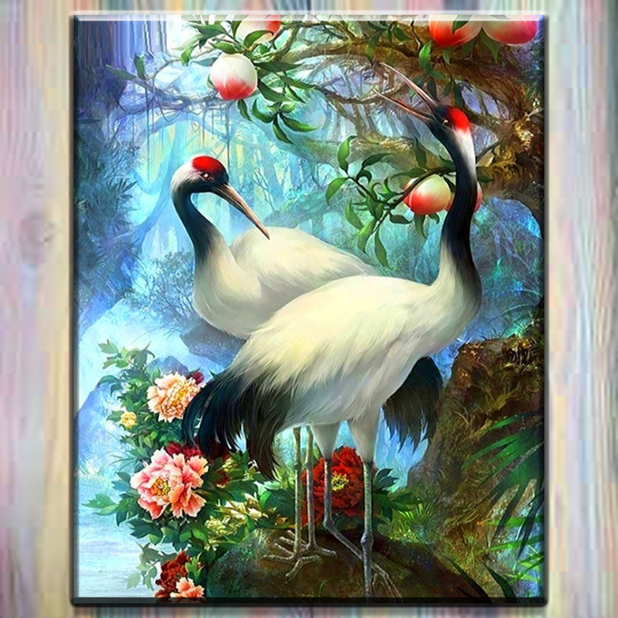 Алмазна мозаїка на підрамнику Птахи "Жаравлі біля озера" 40*50 см My-Art