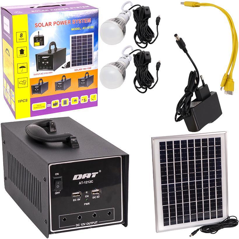 Портативна зарядна станція AT-1212C на 300W із сонячною панеллю та розеткою 220V