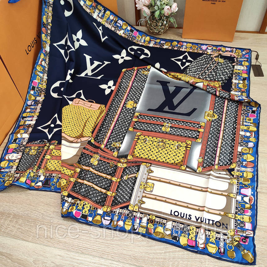 Хустка Louis Vuitton шовкова з ручною підшивкою, фото 1