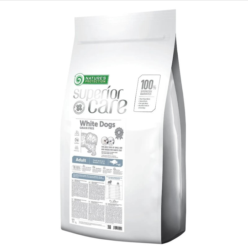 Nature's Protection White Dogs Adult Small Корм для дорослих собак малих порід з білим забарвленням 17кг