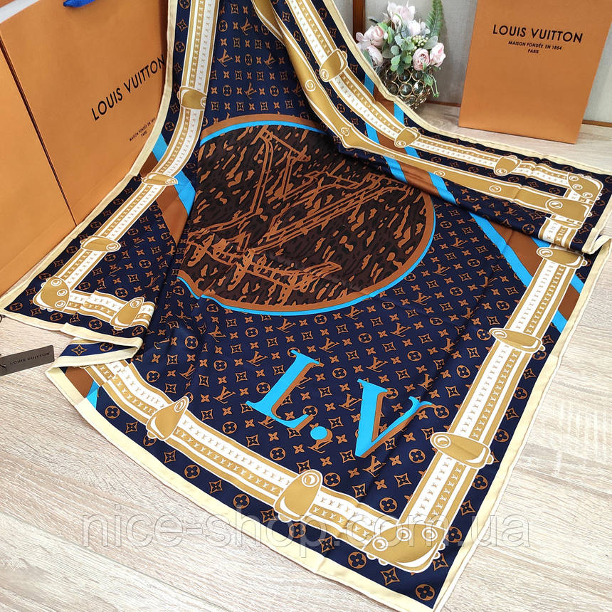 Хустка Louis Vuitton шовкова з ручною підшивкою, фото 1