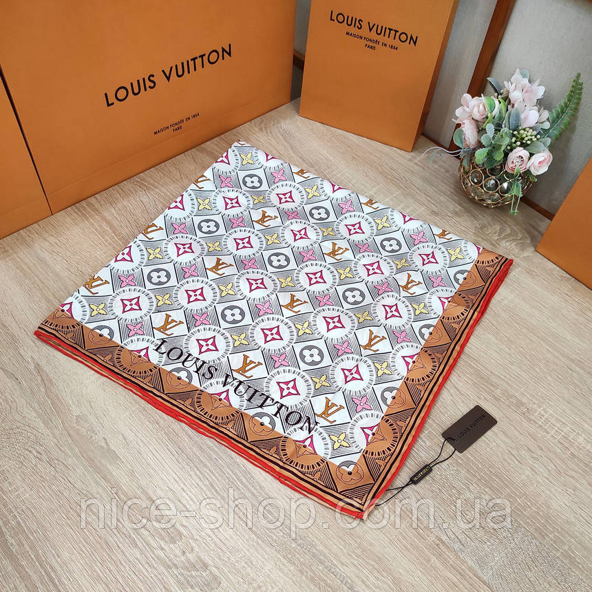 Хустка Louis Vuitton шовкова з ручною підшивкою, фото 1