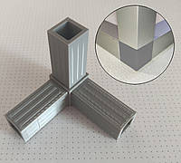 Посилений з'єднувач трійник розетка для алюмінієвого профілю 20 х 20 х 1,5 мм Gray