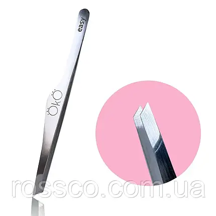Пінцет для брів скошений OKO 02 Easy Touch (ручне заточення), фото 1