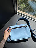 Жіноча шкіряна сумка OLIVIA блакитна, фото 3