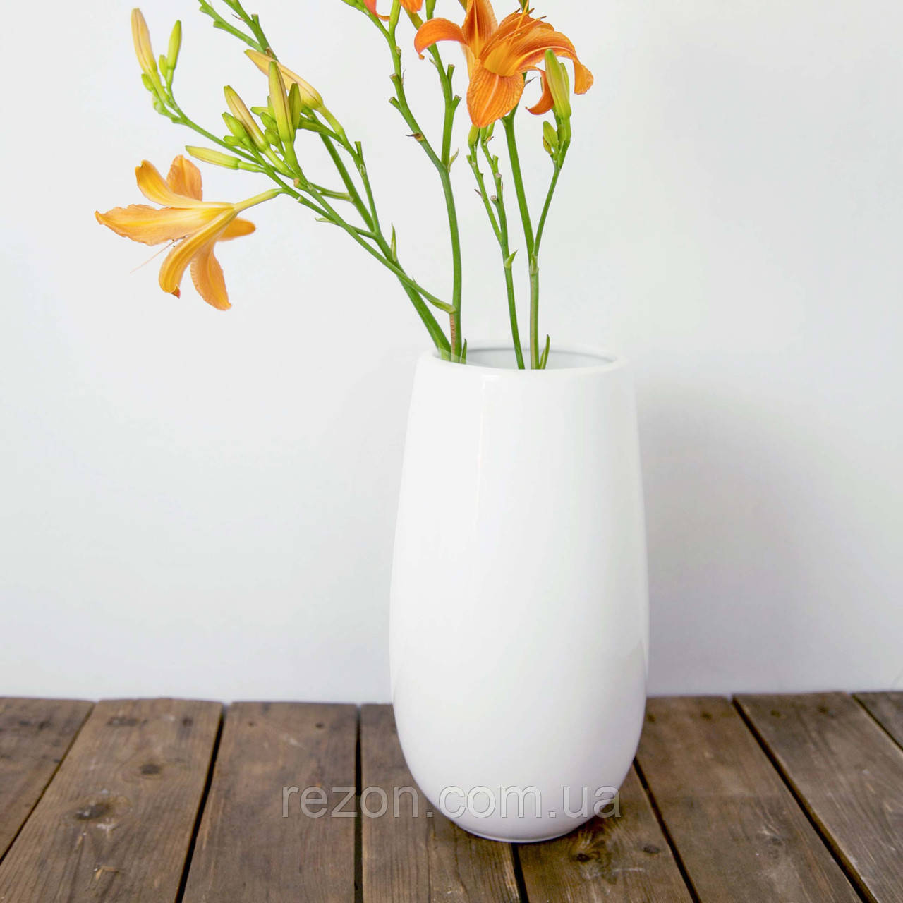 Ваза керамічна для квітів мінімальний дефект 30 см "Laconic" Білий Rezon В011