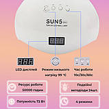 Лампа для манікюру SUN 5 PRO 72 Вт LED\UV 36 діодів лампа для нігтів для сушіння гель лаку манікюрна лампа для 2 х рук, фото 2