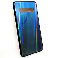 Samsung S10 (G973F) Чехол бампер Gradient Glass Shine голубой с черным