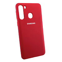 Защитный чехол Silicone Cover для Samsung A21 (A215) бордовый