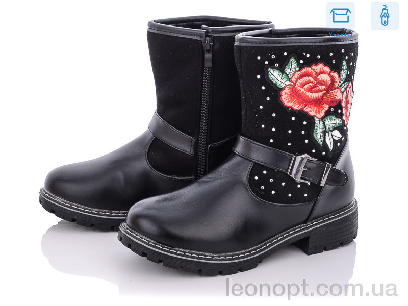 Ботинки для девочек "Цветик" 8983C black - фото 1 - id-p1896307847