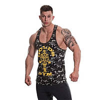 Спортивная мужская майка Golds Gym String Vest Sn19 - Camo Black XXL