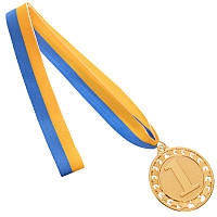 Медаль спортивная с лентой STROKE золото 6,5 см
