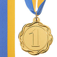 Медаль спортивная с лентой FLIE золото/серебро 5 см