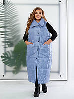 Женская длинная жилетка безрукавка на кнопках с накладными карманами в больших размерах