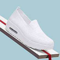 Слипоны, самая удобная обувь, женские туфли, размер 37, белые Код 68-1002