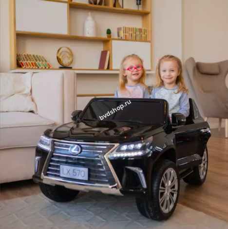 Дитячий електромобіль на акумуляторі Lexus LX 570 на радіокеруванні для дітей 3-8 років автопофарбування чорний