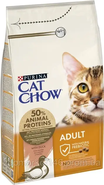 CatChow Adult Duck, сухий корм для котів з качкою, 1.5 кг