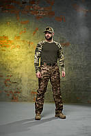 Теплі штани із софтшелу Peak піксель + лонгслів Velcro хакі/піксель Армійський костюм демісезонний