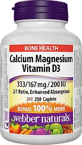 Кальцій Магній і Вітамін D3 Webber Naturals Calcium Magnesium Vitamin D3 333/167mg/200IU 200 caplets