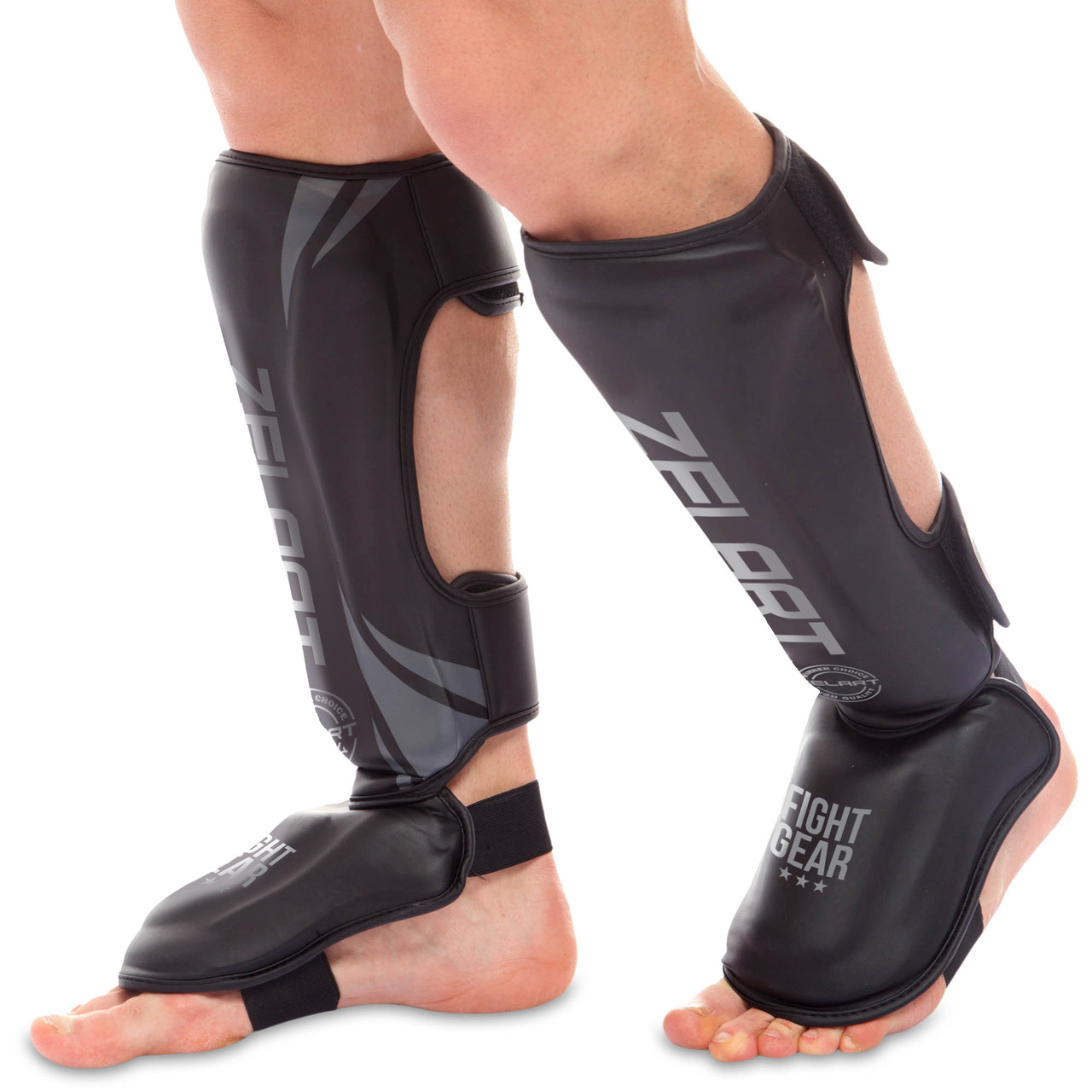 Захист гомілки та стопи захист для ніг Zelart Fight Gear 8356 розмір XL Black-Grey