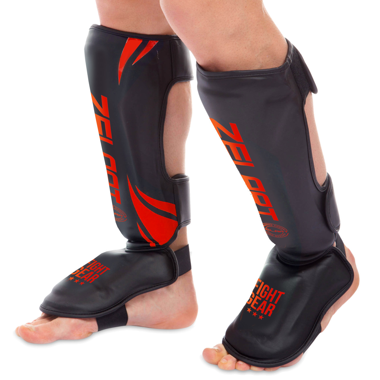 Захист гомілки та стопи захист для ніг Zelart Fight Gear 8356 розмір S Black-Red
