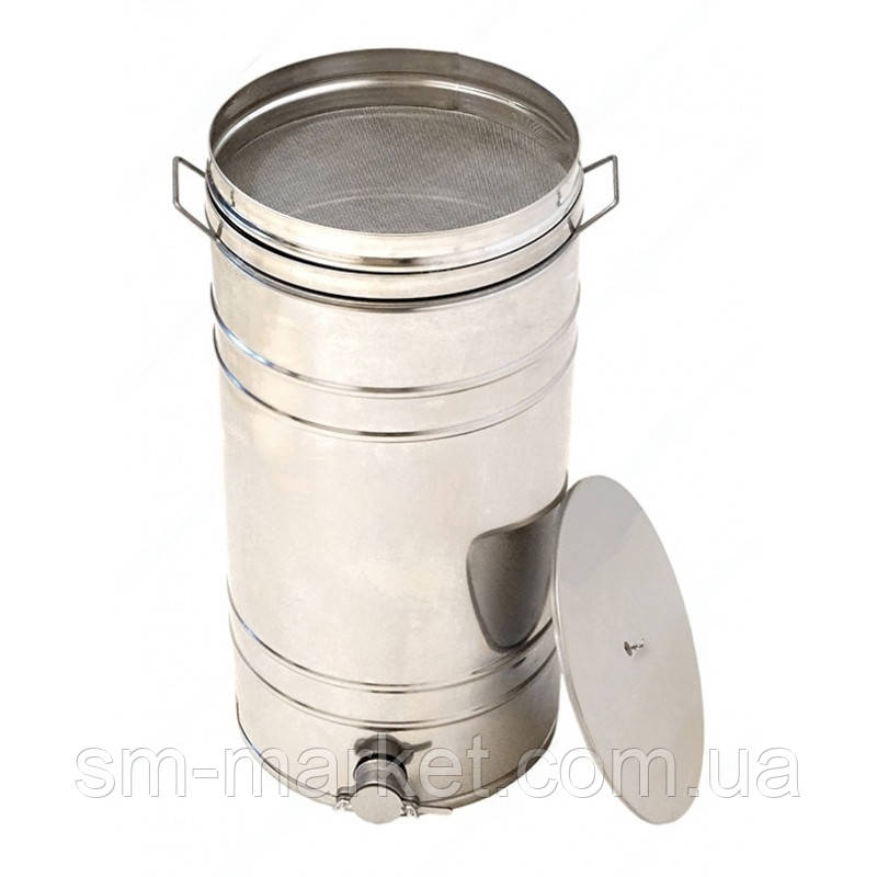 Бак-відстійник для меду із фільтром, 70 л. (100 кг) (з нержавіючої сталі, кран-нержавіючий)