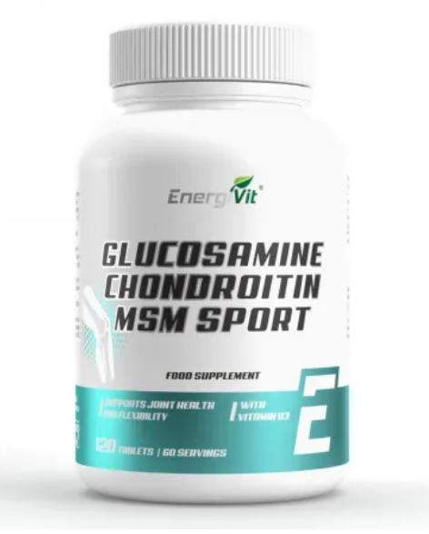 Для суглобів і зв'язок EnergiVit Glucosamine Chondroitin MSM SPORT 120 таблеток