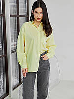 Літня жіноча натуральна сорочка-котон із довгим рукавом вільного фасону оверсайз 44-46, 46-48, 48-50