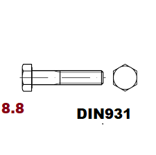 01.01 8.8 DIN 931 (Болт шестигранна головка Неповна різьба)