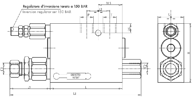 Розміри клапана VRAP 40/50 DE