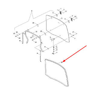 Ущільнювач скла кабіни заднього Foton 504